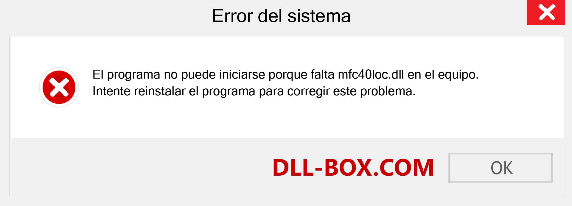 ¿Falta el archivo mfc40loc.dll ?. Descargar para Windows 7, 8, 10 - Corregir mfc40loc dll Missing Error en Windows, fotos, imágenes